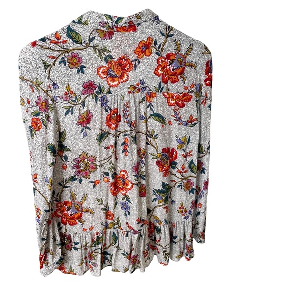Anthropologie Maeve Janie Flounced Floral Lace Mesh Peasant Blouse Size 2 - Picture 6 of 8